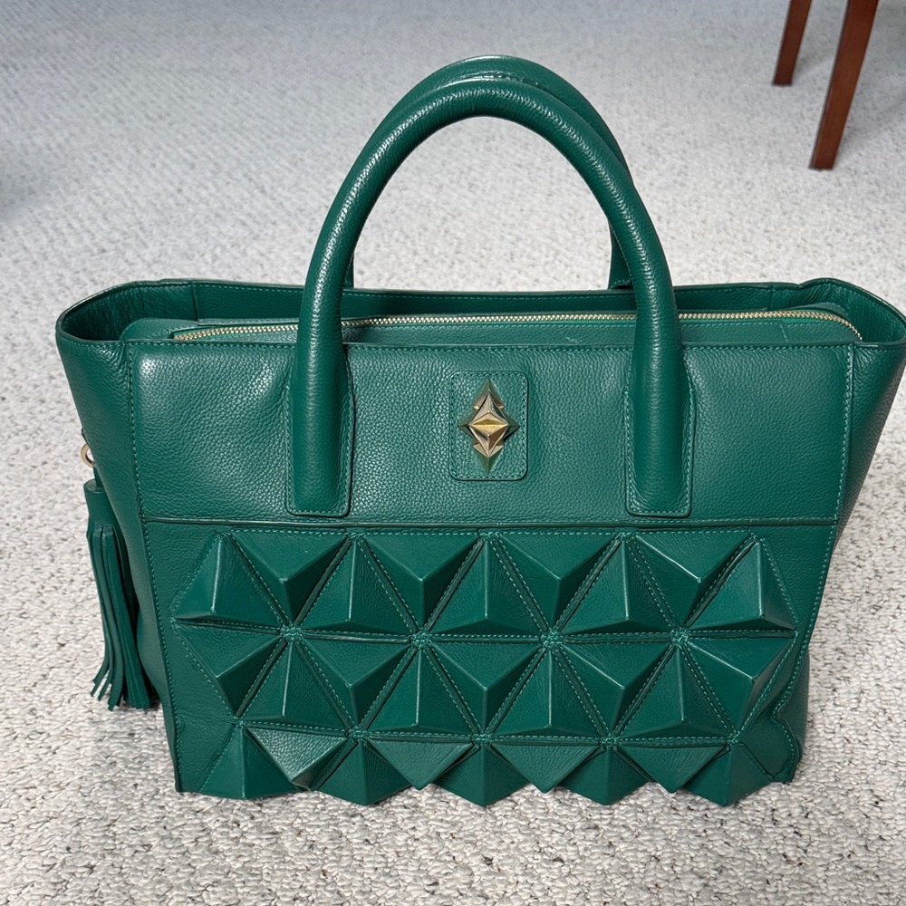 Green Sofia Al Asfoor Geometric Tote Bag